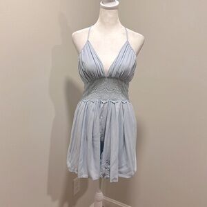 Sky blue romper with lace detail